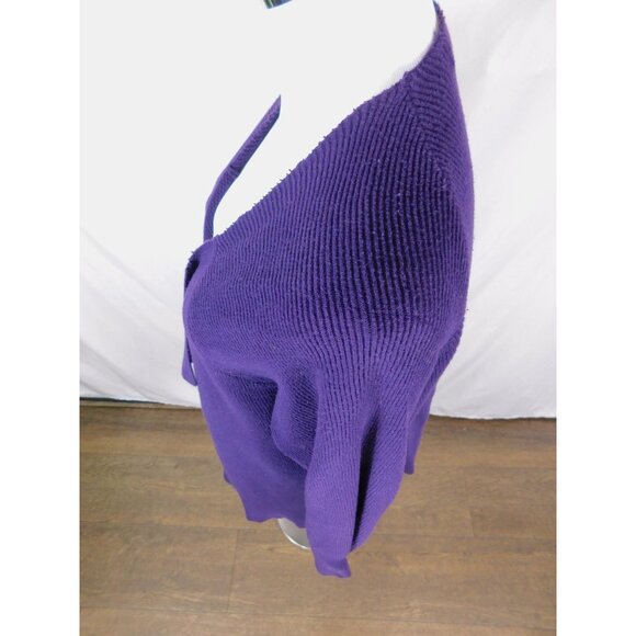 Jones New York Purple Open Front Cardigan L - Waterfall Drape Cotton - Ex - Picture 5 of 11